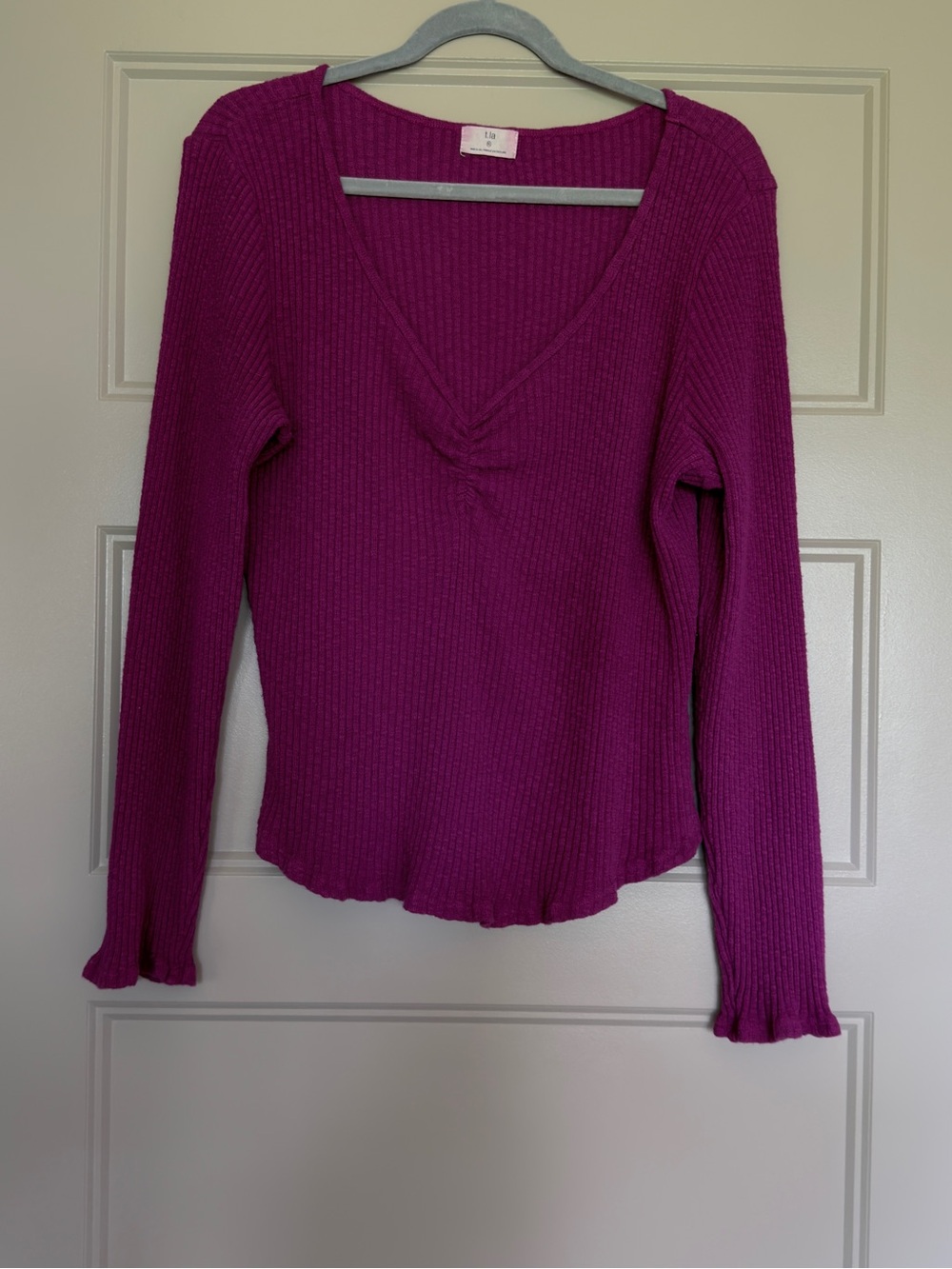 Cinched V-Neck Top by T.La for Anthropologie XL Pink - Picture 2 of 9